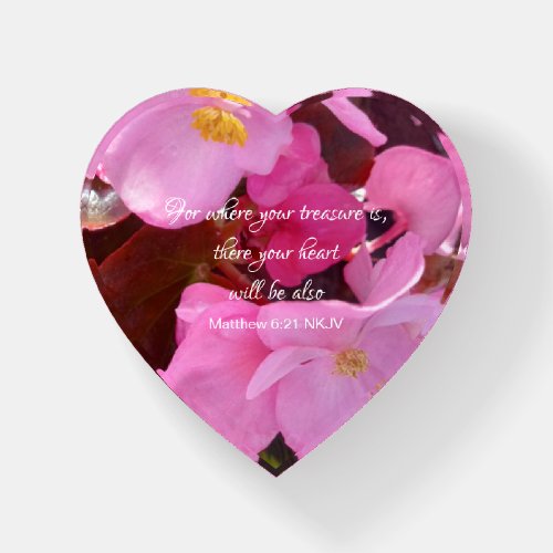 Beautiful Pink Flowers Your Treasure Bible Verse Paperweight
