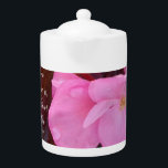 Beautiful Pink Flowers Your Treasure Bible Verse Teapot<br><div class="desc">This elegant teapot features a photo of pink impatiens blooms along with a Bible verse about treasure.</div>