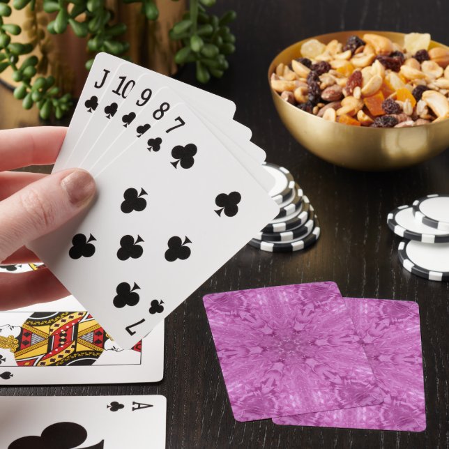 Beautiful Pink Girl Lace Kaleidoscope Pattern Poker Cards (In Situ)
