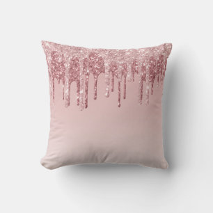 Beautiful Pink Glitter Dripping Throw Pillow