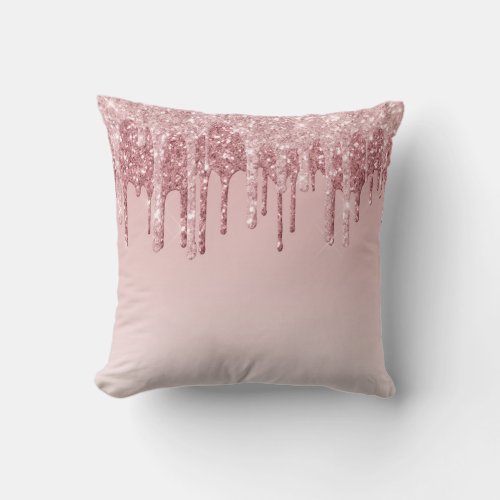 Beautiful Pink Glitter Dripping  Throw Pillow