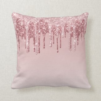 Beautiful Pink Glitter Dripping  Throw Pillow