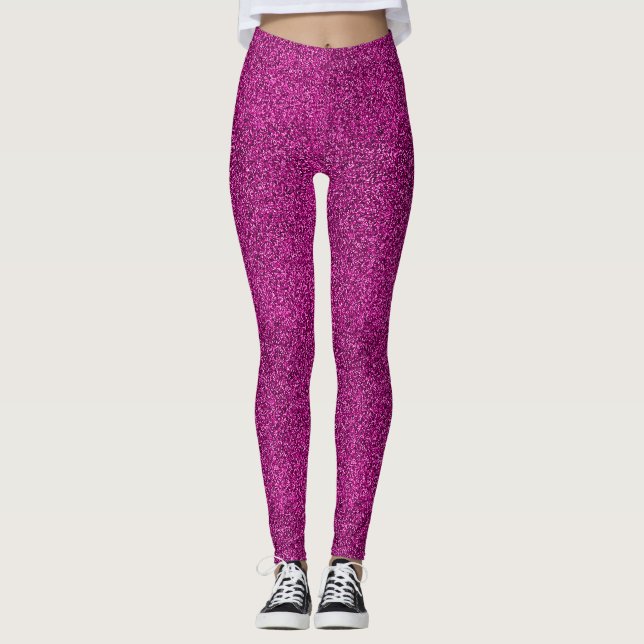 Beautiful Pink Glitter Effect Pattern Leggings (Front)