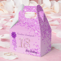 Beautiful Pink Glitter & Ribbon 18th Birthday Favor Boxes