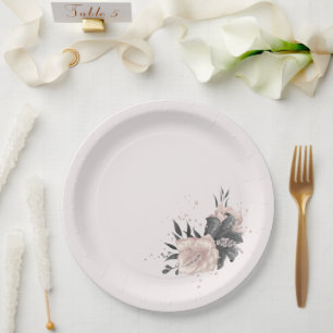beautiful pink gray flowers pink paper plates
