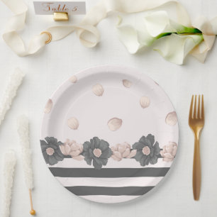 beautiful pink gray flowers pink petals paper plates