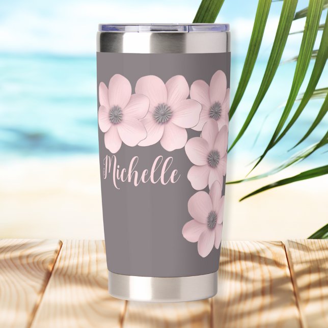 Beautiful Pink-Gray Poppies Floral  Insulated Tumbler (Creator Uploaded)