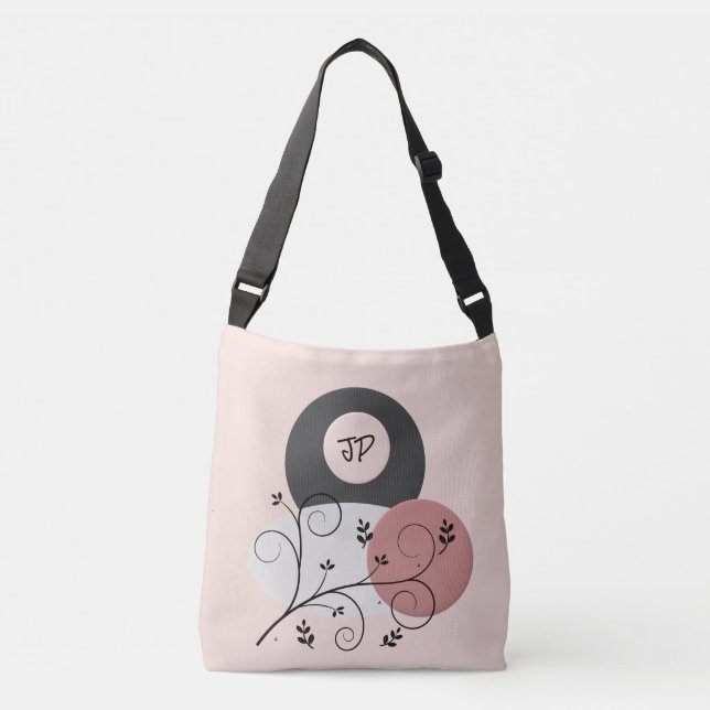 Beautiful Pink/Grey Monogrammed Tote Bag (Front)