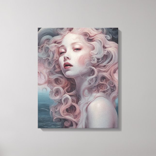 Beautiful Pink Hair Mermaid Canvas Print (Front)