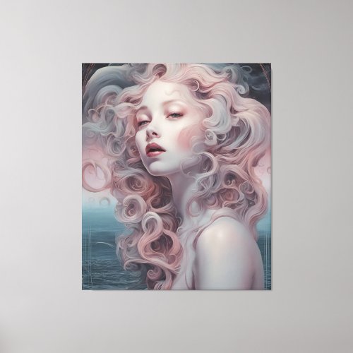 Beautiful Pink Hair Mermaid Canvas Print