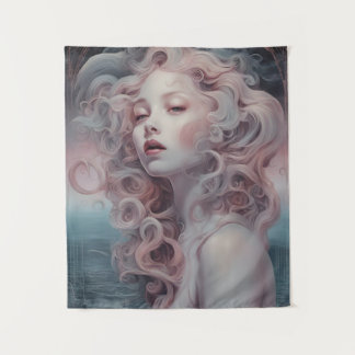 Beautiful Pink Hair Mermaid Tapestry