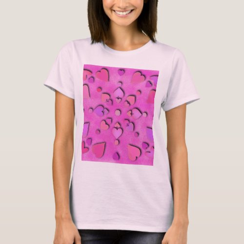 Beautiful  Pink Hand_drawn Hearts T_Shirt