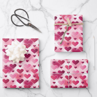 Beautiful Pink Heart Pattern - Valentine's Day Wrapping Paper Sheets