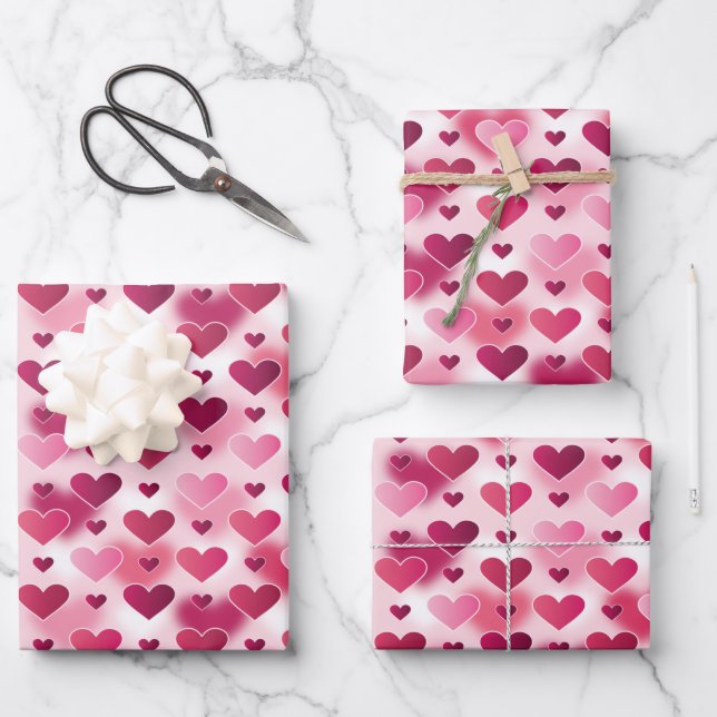 Beautiful Pink Heart Pattern - Valentine's Day Wrapping Paper Sheets (Front)