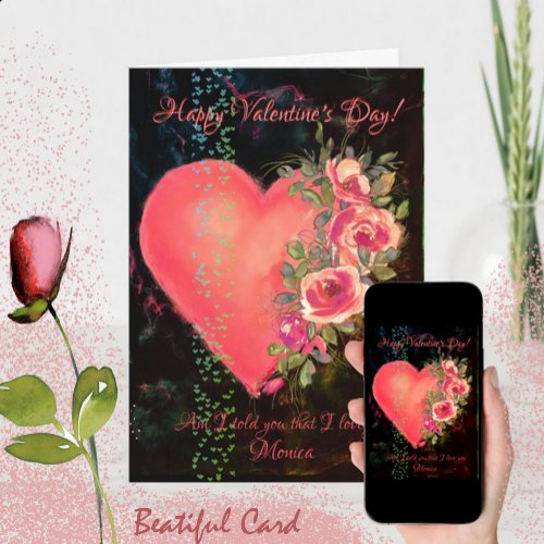 Beautiful Pink Heart Valentines Day Card