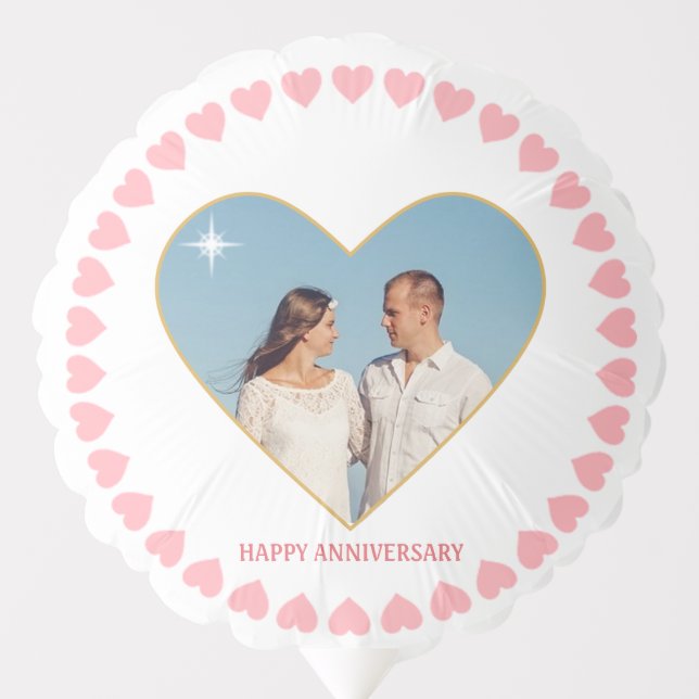 Beautiful Pink Hearts & Custom Photo Balloon (Front)