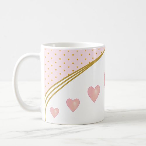 Beautiful Pink Hearts  Gold Confetti Coffee Mug