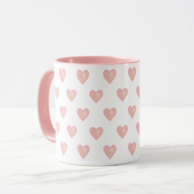 Beautiful Pink Hearts on White Mug (Front Left)