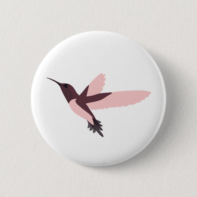 Beautiful Pink Hummingbird Button (Front)