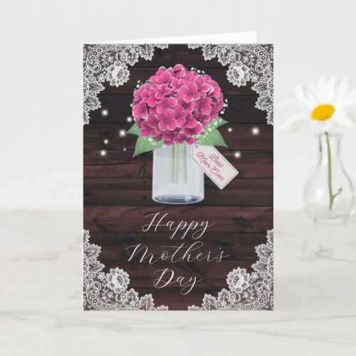 Beautiful Pink Hydrangea Floral Photo Mothers Day Card