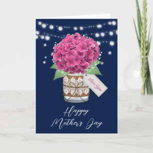 Beautiful Pink Hydrangea Rustic Mother's Day Card