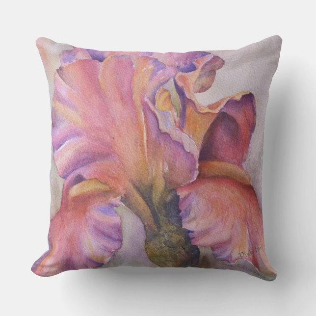 BEAUTIFUL PINK IRIS FLOWER PATIO OUTDOOR PILLOW (Front)