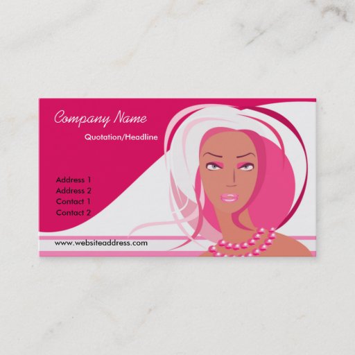 Customizable Beautiful Pink Lady Business Cards