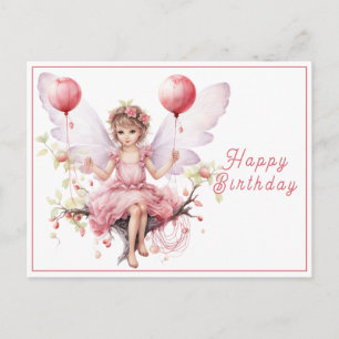 Beautiful Pink & Lavender Fairy Holding Balloons Postcard