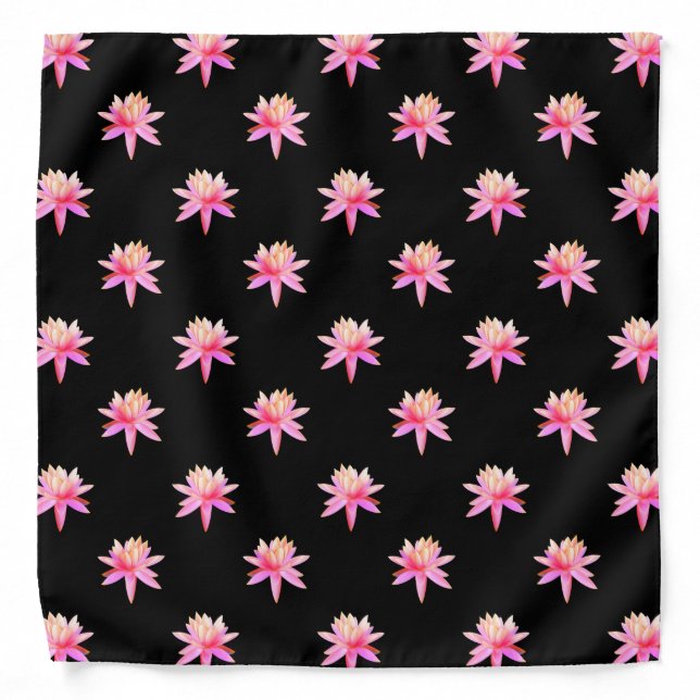 Beautiful Pink Lily Lotus Art Cool Trendy Unique Bandana (Front)