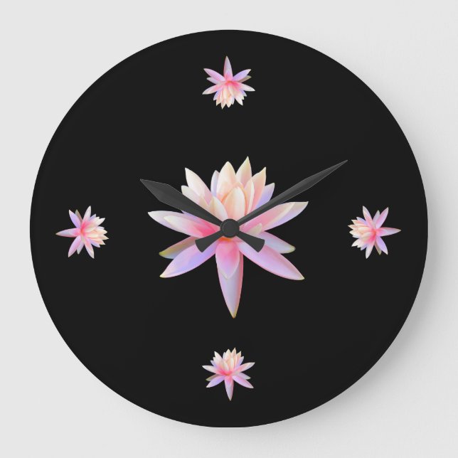 Beautiful Pink Lily Lotus Art Cool Trendy Unique Large Clock (Front)