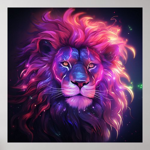 Beautiful Pink Lion Head Poster