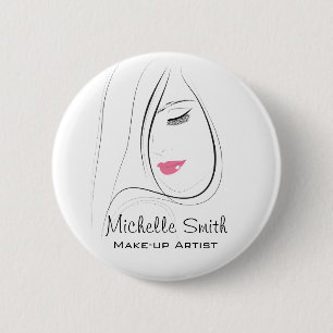 Beautiful pink lips make up artist  branding button