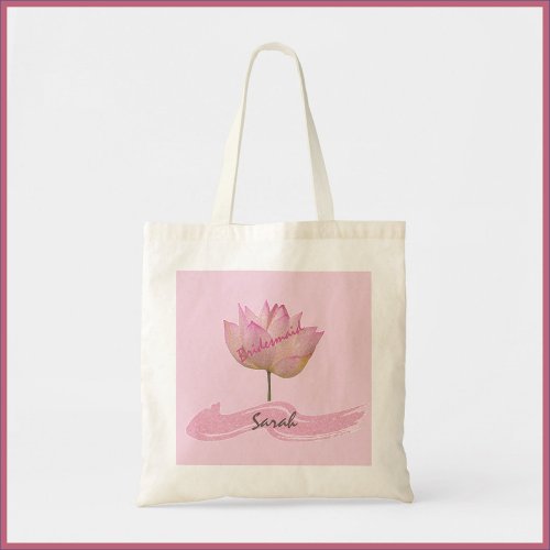 Beautiful Pink Lotus Flower Bridesmaid Tote Bag