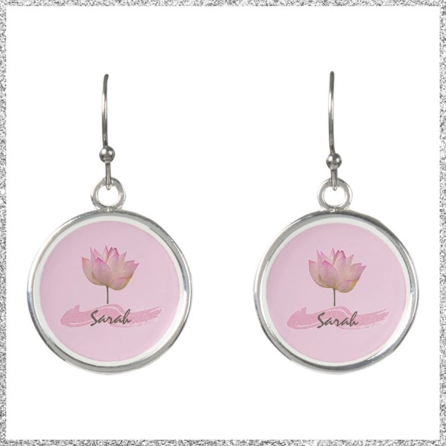 Beautiful Pink Lotus Flower Floral Earrings (Creator Uploaded)
