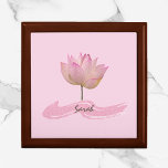 Beautiful Pink Lotus Flower Gift Box<br><div class="desc">Beautiful pink lotus flower accented with abstract brush stroke.  Add your name to personalize.</div>