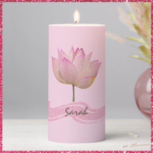 Beautiful Pink Lotus Flower Pillar Candle