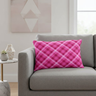 Beautiful Pink Magenta Plaid Accent Pillow