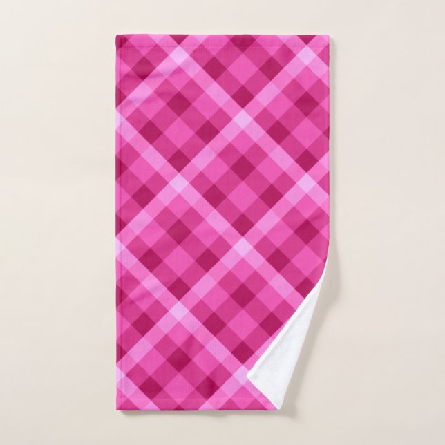 Beautiful Pink Magenta Plaid Hand Towel (Hand Towel)