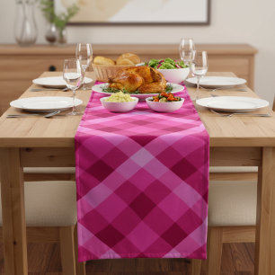 Beautiful Pink Magenta Plaid Large Table Runner