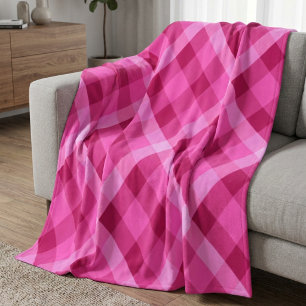 Beautiful Pink Magenta Plaid Medium Fleece Blanket