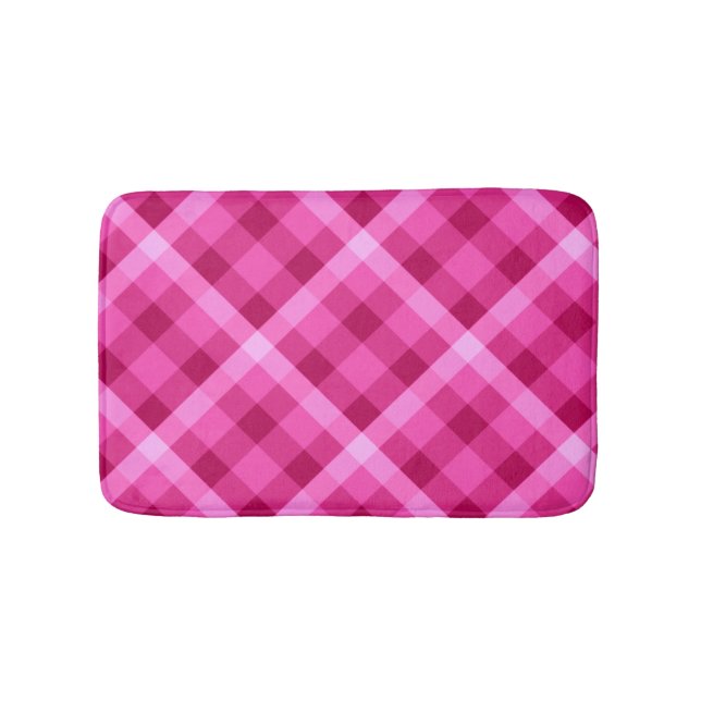 Beautiful Pink Magenta Plaid Small Bath Mat (Front)