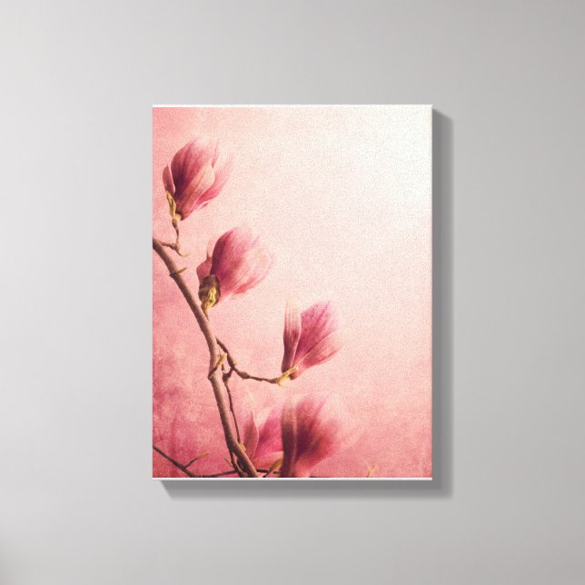 Beautiful pink magnolia flower canvas print (Front)