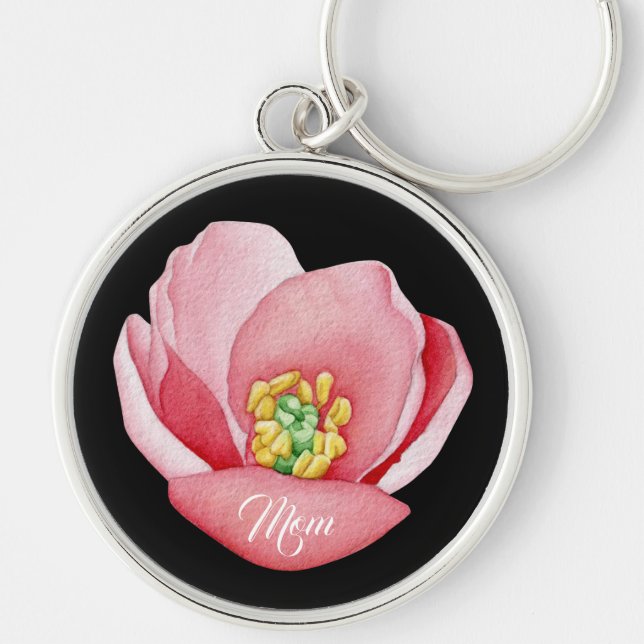 Beautiful Pink Magnolia Flower | Mom  Keychain (Front)
