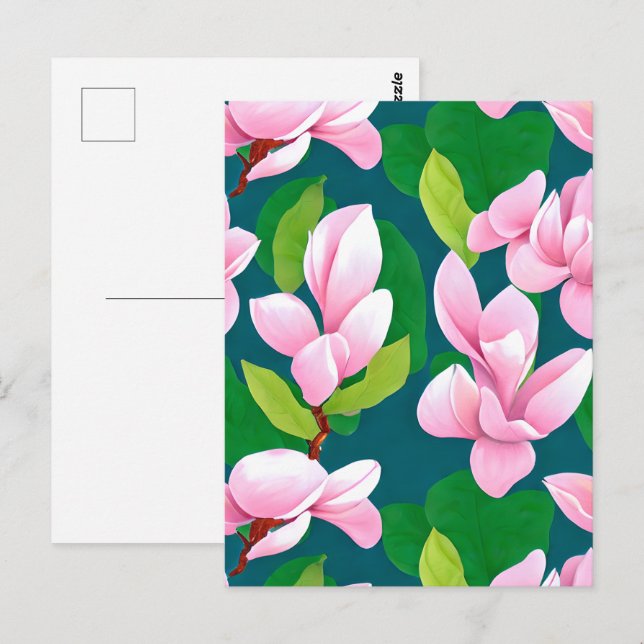 Beautiful Pink Magnolia Flowers Postcard (Front/Back)