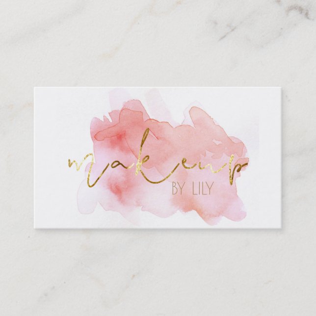 ★ Beautiful Pink Makeup Business Card (Front)