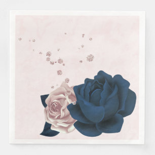 Beautiful pink & navy flowers & leaves paper dinne dinner napkins