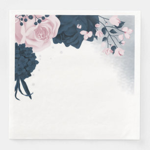 Beautiful pink & navy flowers  paper dinner napkins