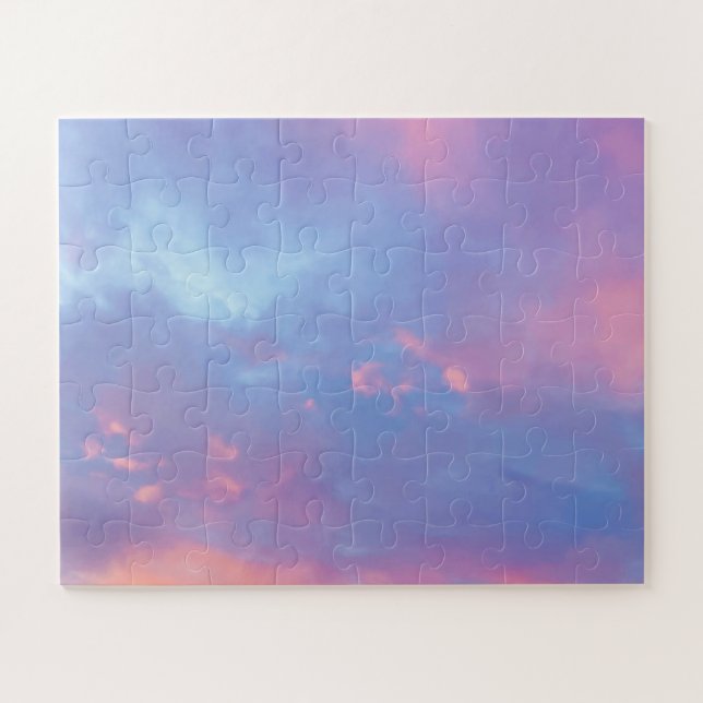 Beautiful pink orange purple sunset summer sky jigsaw puzzle (Horizontal)