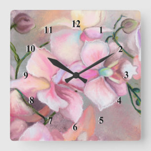Beautiful Pink Orchid Flowers Wall Clock