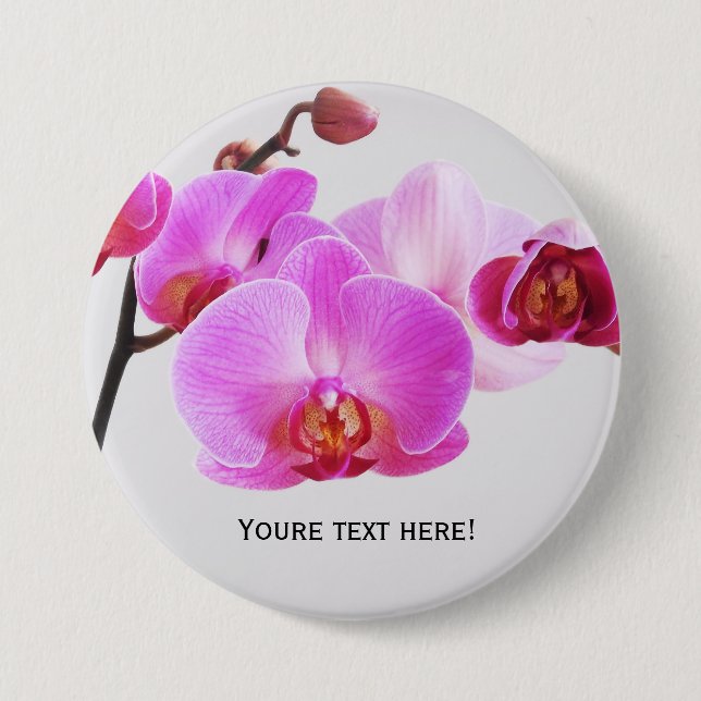 Beautiful Pink Orchids Button (Front)